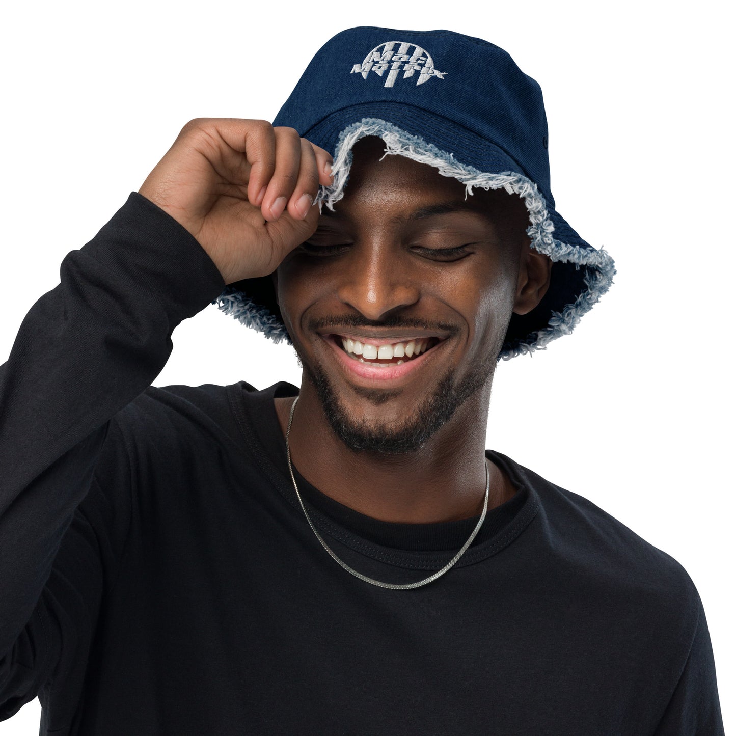 Mac Matrix Distressed denim bucket hat