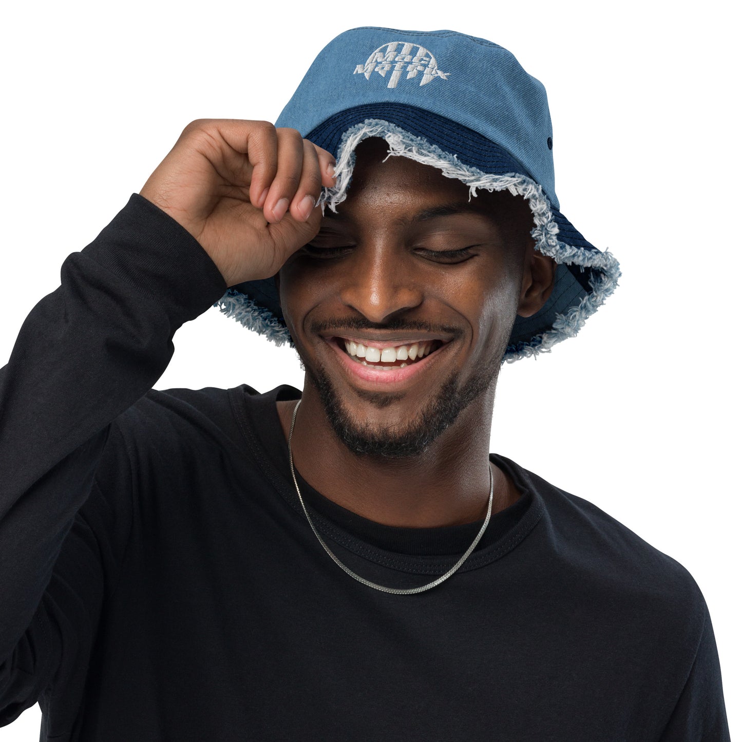 Mac Matrix Distressed denim bucket hat