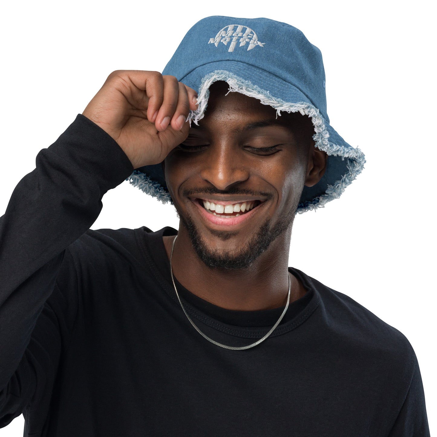 Mac Matrix Distressed denim bucket hat